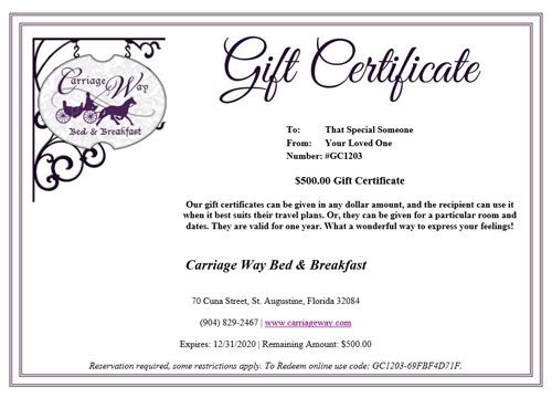 gift certificate